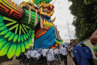 Festival de Parintins 2026: Translado das alegorias mobiliza cerca de 400 trabalhadores dos bois Caprichoso e Garantido